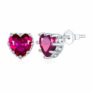 Cercei din argint Magenta Crystal Heart imagine