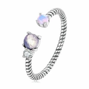 Inel reglabil din argint Twisted Purple Stone imagine