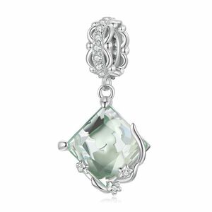 Talisman din argint Green Glass Square imagine