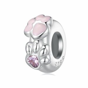 Talisman din argint Pink Sparkling Paw imagine