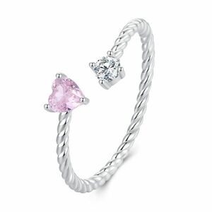 Inel reglabil din argint Pink-Silver Crystals imagine