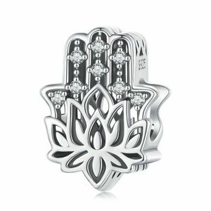 Talisman din argint Hamsa Flower imagine