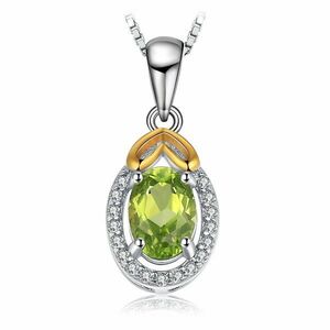 Colier de argint Gold Heart Peridot imagine