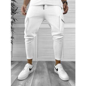 Pantaloni de trening albi conici 12372 P18-3.3 imagine