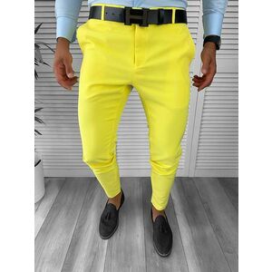 Pantaloni barbati eleganti regular fit galbeni B1734 E imagine