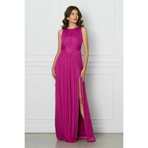 Rochie Ginette magenta lunga din tull din matase naturala imagine