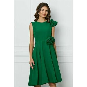 Rochie MBG verde cu floare in talie si volanas pe un umar imagine