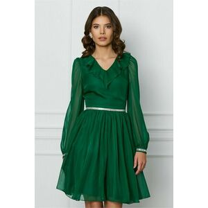 Rochie DY Fashion verde cu volan si strasuri imagine