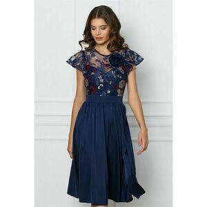 Rochie DY Fashion bleumarin cu trandafir si dantela la bust imagine