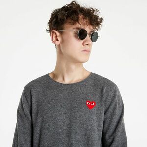 Pulover Comme des Garçons PLAY Red Heart Crewneck Jumper Mid Grey imagine