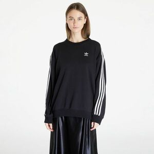 Hanorac adidas 3 Stripes Oversized Crew Sweatshirt Black imagine