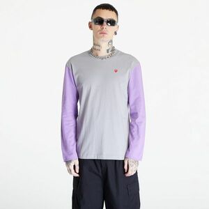 Tricou Comme des Garçons PLAY Heart Logo Long Sleeve Tee UNISEX Gray/ Lavender imagine