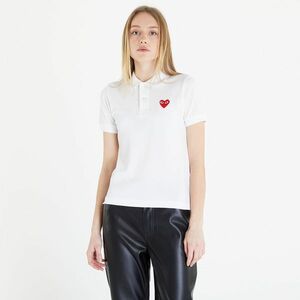 Tricou Comme des Garçons PLAY Heart Logo Polo Short Sleeve Tee White imagine