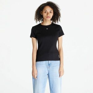 Tricou Tommy Jeans Slim Essential Rib Short Sleeve Tee Black imagine