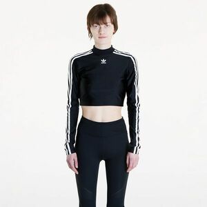 Tricou adidas 3 Stripes Cropped Long Sleeve T-Shirt Black imagine