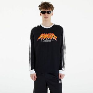 Tricou adidas Flames Long Sleeve Tee Black/ White imagine