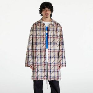 Jacheta A BATHING APE Logo Check Pattern Long Coat Beige imagine