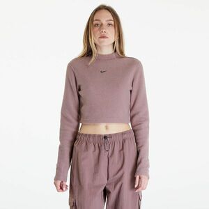 Top Nike Sportswear Phoenix Plush Women's Long-Sleeve Crop Top Smokey Mauve/ Black imagine