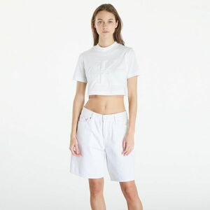 Tricou Calvin Klein Jeans Premium Monologo Cropped T-Shirt White imagine