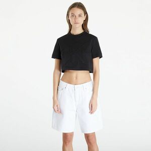 Tricou Calvin Klein Jeans Premium Monologo Cropped T-Shirt Black imagine