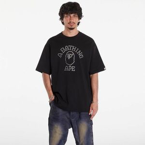 Tricou A BATHING APE Rhinestone College Relaxed Fit Tee Black imagine