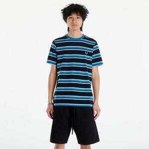 Tricou FRED PERRY Stripe T-Shirt Black/ Light Smoke/ Ocean imagine