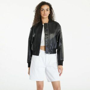 Jacheta Calvin Klein Jeans Faux Leather Bomber Jacket Black imagine