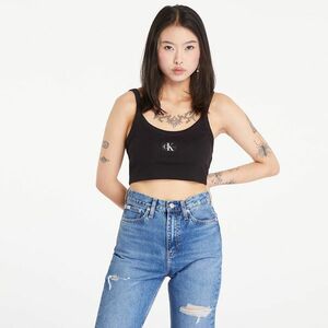 Top Calvin Klein Jeans Ribbed Cotton Bralette Top Black imagine