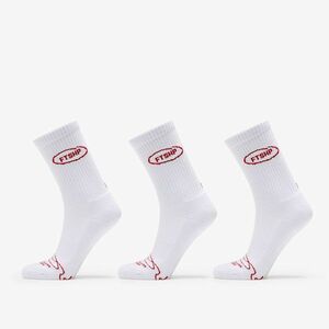 Footshop Basic Crew Socks 3-Pack White (Red Logo) imagine