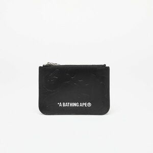 A BATHING APE Solid Camo Leather Pouch Wallet Black imagine