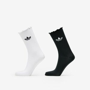 adidas Semi-Sheer Ruffle Crew Socks 2-Pack White/ Black imagine