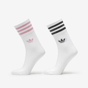 adidas Mid-Cut Glitter Crew Socks 2-Pack White/ Bliss Pink/ Black imagine