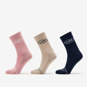 Footshop Basic Crew Socks 3-Pack Navy/ Acru/ Pink imagine