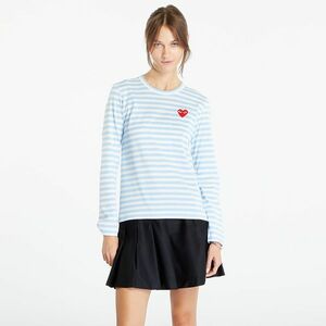 Tricou Comme des Garçons PLAY Heart Logo Long Sleeve Tee Clear Sky/ White imagine