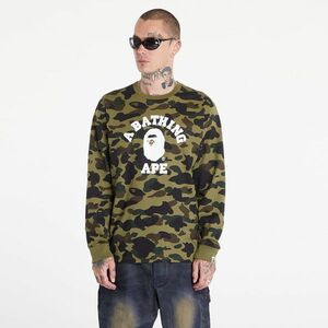 Tricou A BATHING APE 1St Camo College Long Sleeve Tee Green imagine