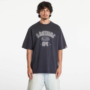 Tricou A BATHING APE Garment Dye Rhinestone Logo Relaxed Fit Short Sleeve Tee Charcoal imagine