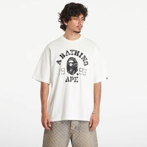 Tricou A BATHING APE Screen Print College Relaxed Fit Short Sleeve Tee Ivory imagine