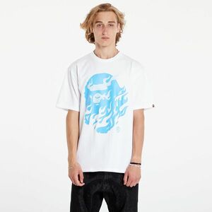 Tricou A BATHING APE Flame Ape Head Tee White/ Blue imagine