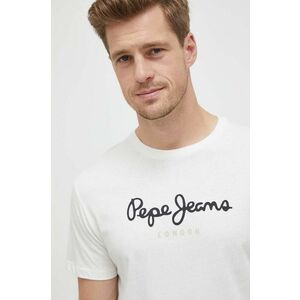 Pepe Jeans tricou din bumbac Eggo culoarea bej, cu imprimeu imagine