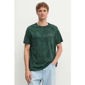 Levi's tricou din bumbac barbati, culoarea verde, neted imagine