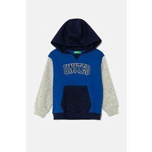 United Colors of Benetton hanorac de bumbac pentru copii cu glugă, cu imprimeu, 3J68G200Q imagine