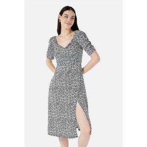 Rochie midi cu decolteu in V si slit lateral imagine