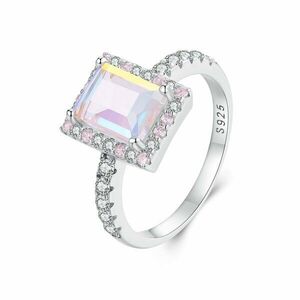 Inel din argint Pink Rectangle Crystal imagine