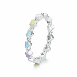 Inel din argint Multicolor Hearts Crystal imagine