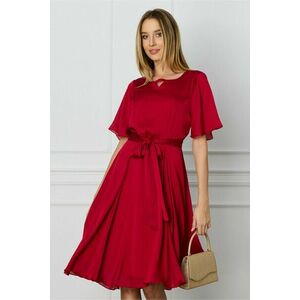 Rochie Ella Collection Celine bordo din voal cu cordon in talie imagine