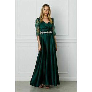 Rochie Ella Collection Adria lunga verde cu cordon in talie imagine