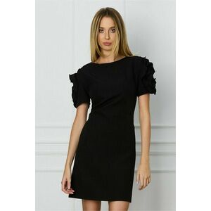 Rochie MBG neagra cu flori maxi pe maneci imagine