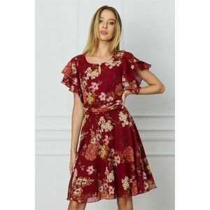 Rochie DY Fashion bordo cu imprimeuri florale corai imagine