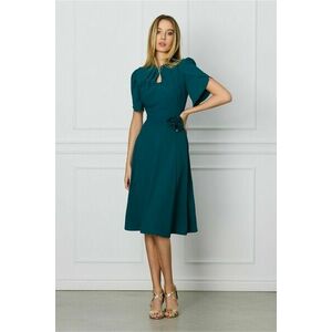 Rochie DY Fashion verde cu maneci lalea si trandafir in talie imagine