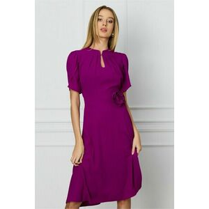 Rochie DY Fashion magenta cu maneci lalea si trandafir in talie imagine